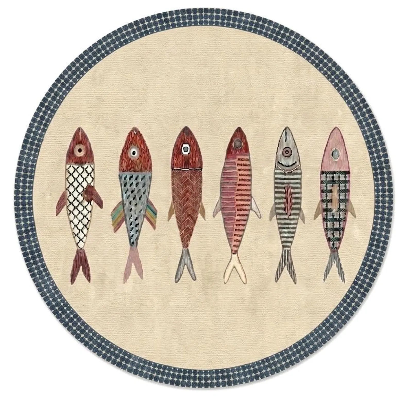 Coastal Koi Fish Hand Knotted Wool Runner Rug - Custom Size Nautical Hallway Runner for Beach House Entryway & Kitchen