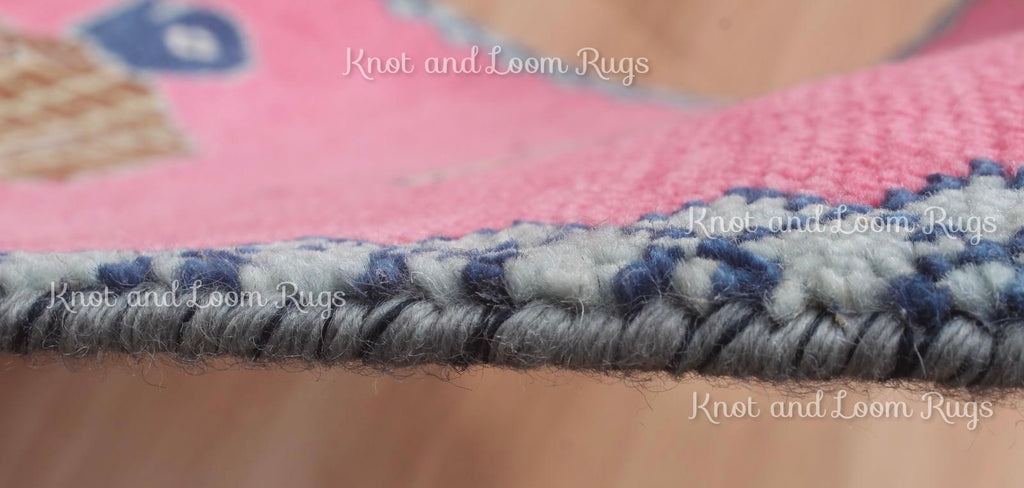 Hand-Knotted Wool Turtle Runner Rug – Custom Size Hot Pink Beach house Hallway Rug