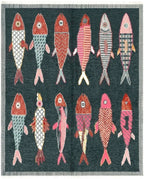 Charcoal Koi Fish Hand Knotted Wool Runner Rug - Custom Size Nautical Hallway Runner for Beach House Entryway & Kitchen