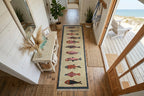 Coastal Koi Fish Hand Knotted Wool Runner Rug - Custom Size Nautical Hallway Runner for Beach House Entryway & Kitchen