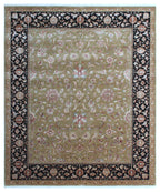 Royal Vintage Inspired New Zealand Wool & Silk Area Rug | Gold & Black