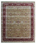 Royal Vintage Gold & Burgundy New Zealand Wool and Silk Rug | Hand-Knotted Persian Oriental Area Rug (Available in 9x12, 10x14)