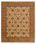 Royal Vintage Ivory & Camel New Zealand Wool & Silk Area Rug | Traditional Hand-Knotted 14/14 Persian Oriental Rug for Living Room & Dining Room (8x10, 9x12)