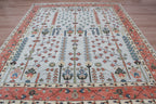 Hand-Knotted Tree of Life Wool Area Rug | Muted Sage Green & Terracotta Custom Size Rug | Handcrafted in India