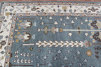 Hand-Knotted Tree of Life Wool Area Rug | Slate Blue & Ivory Custom Size Rug | Handcrafted in India