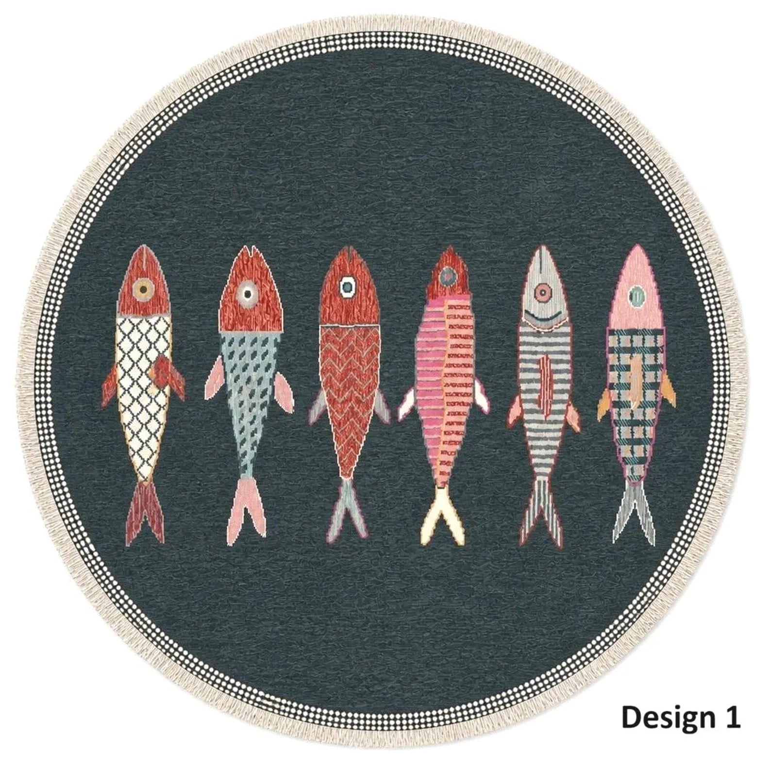 Charcoal Koi Fish Hand Knotted Wool Runner Rug - Custom Size Nautical Hallway Runner for Beach House Entryway & Kitchen