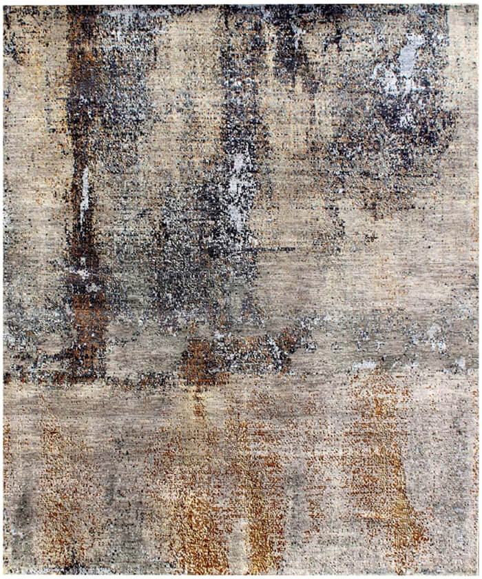 Hand Knotted Modern Abstract Area Rug | Luxury Wool & Bamboo Silk Contemporary Designer Carpet for Living Room & Bedroom