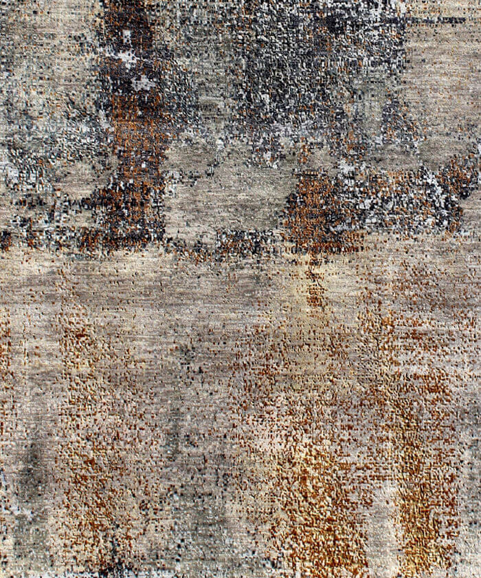 Hand Knotted Modern Abstract Area Rug | Luxury Wool & Bamboo Silk Contemporary Designer Carpet for Living Room & Bedroom