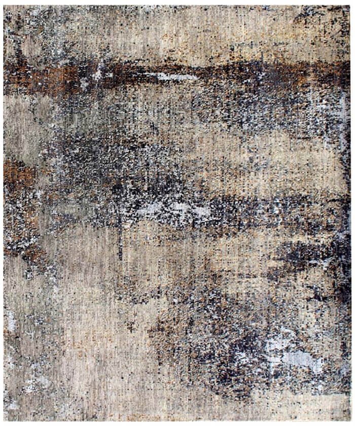 Hand Knotted Modern Abstract Area Rug | Luxury Wool & Bamboo Silk Contemporary Designer Carpet for Living Room & Bedroom