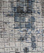 Hand-Knotted Modern Abstract Wool and Bamboo Silk Area Rug – Charcoal, Grey, and Blue Textured Contemporary Luxury Floor Covering