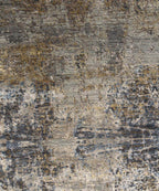 Hand Knotted Modern Abstract Wool and Bamboo Silk Area Rug in Gold and Sage, Contemporary Luxury Floor Covering
