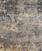 Hand Knotted Modern Abstract Wool and Bamboo Silk Area Rug in Gold and Sage, Contemporary Luxury Floor Covering