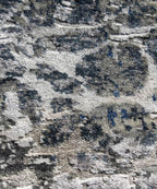 Hand Knotted Modern Abstract Area Rug – Blue & Charcoal Luxury Wool and Bamboo Silk Floor Decor