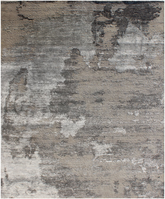 12x18 ft Hand Knotted Modern Abstract Charcoal and Silver Area Rug – Luxury Wool and Bamboo Silk Designer Rug for Living Room & Bedroom
