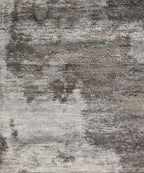 12x18 ft Hand Knotted Modern Abstract Charcoal and Silver Area Rug – Luxury Wool and Bamboo Silk Designer Rug for Living Room & Bedroom