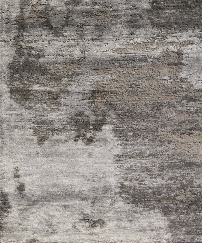12x18 ft Hand Knotted Modern Abstract Charcoal and Silver Area Rug – Luxury Wool and Bamboo Silk Designer Rug for Living Room & Bedroom