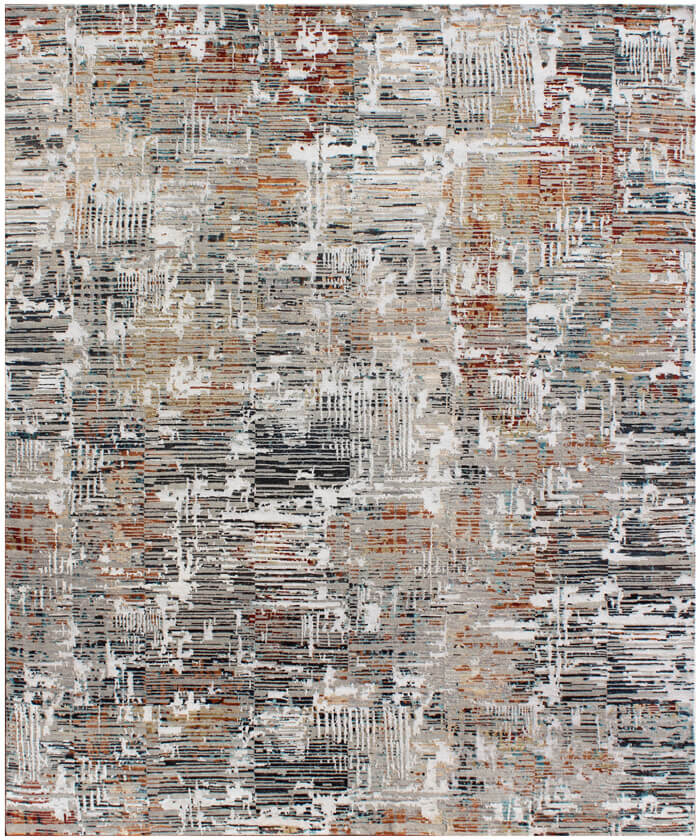 Hand-Knotted Luxury Wool & Bamboo Silk Modern Abstract Area Rug | Contemporary Designer Floor Covering for Living Room & Bedroom