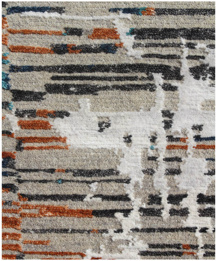 Hand-Knotted Luxury Wool & Bamboo Silk Modern Abstract Area Rug | Contemporary Designer Floor Covering for Living Room & Bedroom