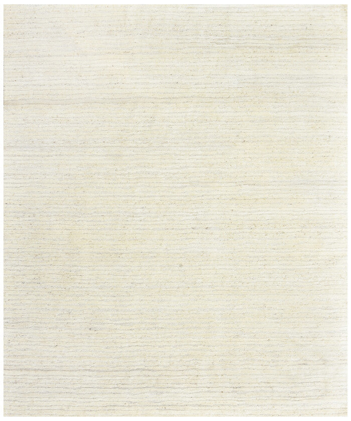 8x10 Modern Minimalist Textured Wool Hand Knotted Area Rug – Ivory & Beige Living Room Rug