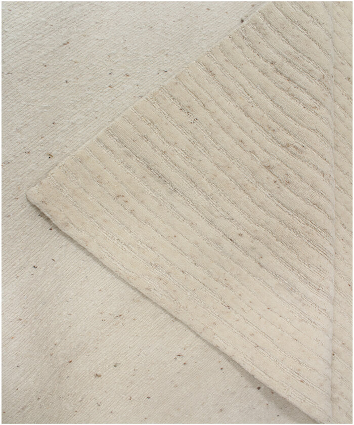 8x10 Modern Minimalist Textured Wool Hand Knotted Area Rug – Ivory & Beige Living Room Rug