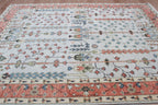 Hand-Knotted Tree of Life Wool Area Rug | Muted Sage Green & Terracotta Custom Size Rug | Handcrafted in India