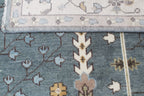 Hand-Knotted Tree of Life Wool Area Rug | Slate Blue & Ivory Custom Size Rug | Handcrafted in India