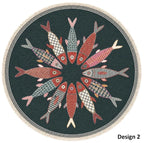 Charcoal Koi Fish Hand Knotted Wool Runner Rug - Custom Size Nautical Hallway Runner for Beach House Entryway & Kitchen