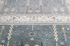 Hand-Knotted Tree of Life Wool Area Rug | Slate Blue & Ivory Custom Size Rug | Handcrafted in India