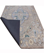 Vintage Medallion Hand-Tufted Wool Rug | Slate Blue & Taupe Area Rug