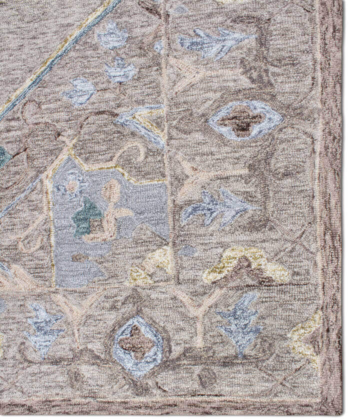 Vintage Medallion Hand-Tufted Wool Rug | Slate Blue & Taupe Area Rug