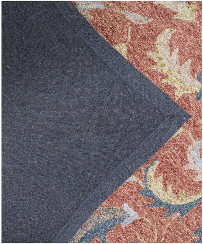 Terracotta Rust & Light Blue Floral Traditional Rug - 5x8, 8x10 ft Traditional floral Style Hand Tufted Wool Area Rug -  Large Rug