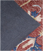 Red Blue Ivory Traditional Floral Medallion Rug, 5x8, 8x10 ft Hand Tufted Wool Area Rug for Living Room, Bedroom