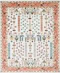Hand-Knotted Tree of Life Wool Area Rug | Muted Sage Green & Terracotta Custom Size Rug | Handcrafted in India