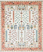 Hand-Knotted Tree of Life Wool Area Rug | Muted Sage Green & Terracotta Custom Size Rug | Handcrafted in India