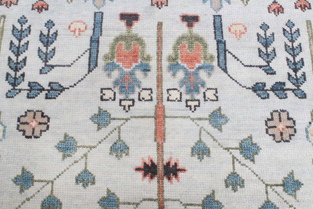 Hand-Knotted Tree of Life Wool Area Rug | Muted Sage Green & Terracotta Custom Size Rug | Handcrafted in India