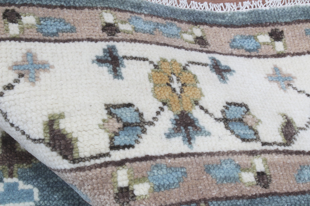Hand-Knotted Tree of Life Wool Area Rug | Slate Blue & Ivory Custom Size Rug | Handcrafted in India