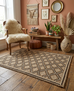 Handwoven Wool Jute Rug 3x5 brown & gray Diamond Geometric Area Rug