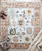 8X10 ft Elegant Salmon & Apricot Hand-Knotted Oushak Wool Rug, available in 9x12 and 10x14 ft