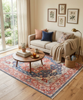 9x12 ft Blue, Rust & Ivory Traditional Floral Oriental Area Rug