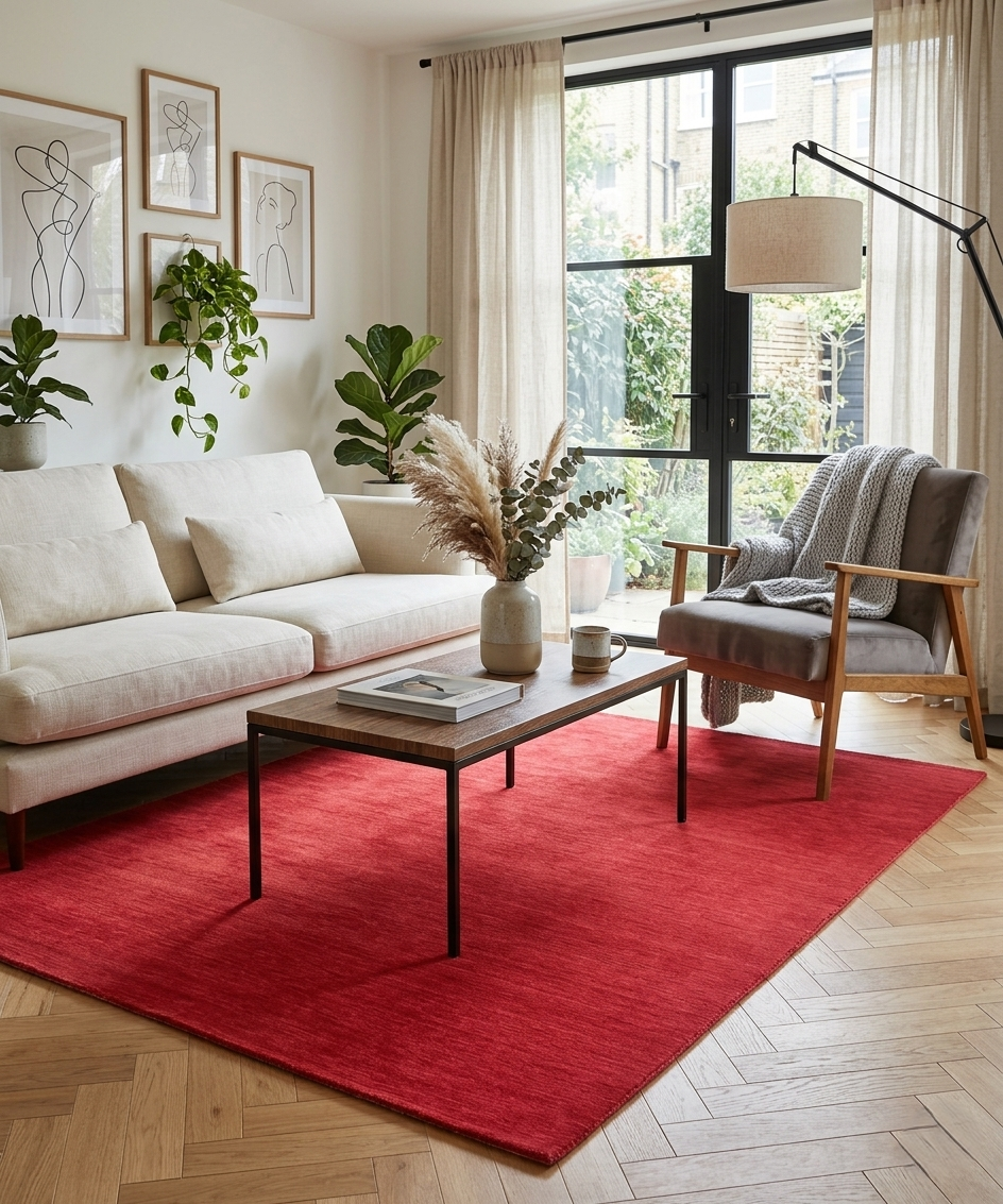 8x10 Solid Bright Red Gabbeh Rug, Hand-Knotted Wool Area Rug