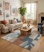 Abstract Geometric Hand-Tufted Wool Rug | Modern Earth Tones