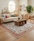 Hand-Knotted Tree of Life Wool Area Rug | Muted Sage Green & Terracotta Custom Size Rug | Handcrafted in India