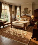 Royal Vintage Ivory & Camel New Zealand Wool & Silk Area Rug | Traditional Hand-Knotted 14/14 Persian Oriental Rug for Living Room & Dining Room (8x10, 9x12)