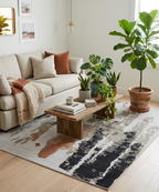 Abstract Charcoal & Rust Hand-Tufted Area Rug