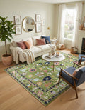 Hand-Knotted Wool Area Rug – Modern Botanical Floral Design, Custom Size Luxury carpet