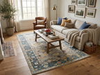 Hand Knotted Oushak Rug Grey Turkish Wool Area Rug