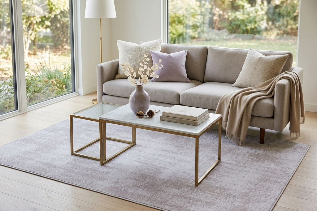 Modern Distressed Silver Handloom Rug | Wool & Bamboo Silk Blend