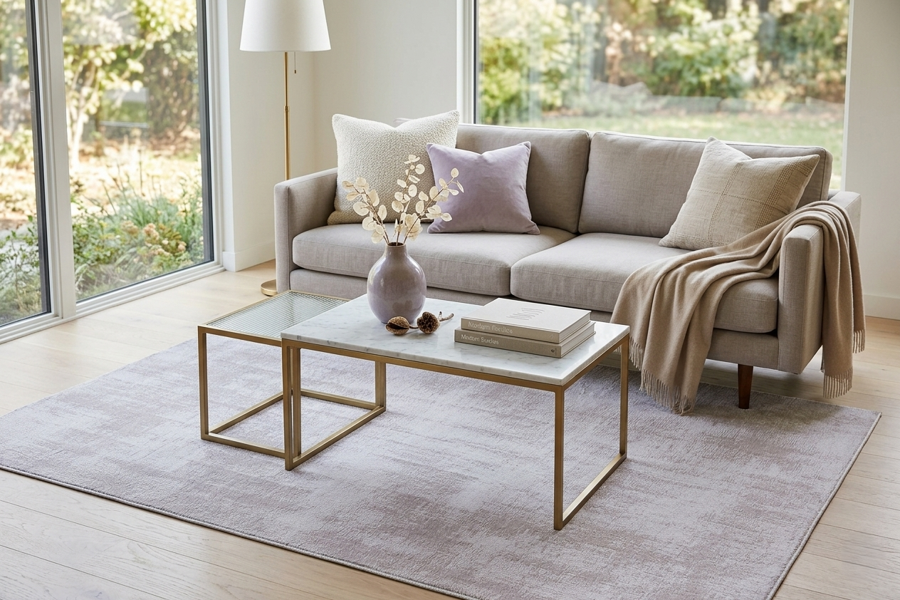 Modern Distressed Silver Handloom Rug | Wool & Bamboo Silk Blend
