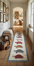 Hand-Knotted Wool Turtle Runner Rug | Custom Size Hallway & Entryway Runner | Artisan Crafted