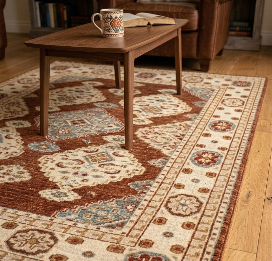 8x10 Luxurious Hand Knotted Brown Ivory/cream Wool Oriental Rug